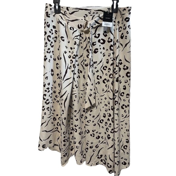 Nine West Womens Skirt Size Large Cream Brown Leopard Animal Print Loop Belt - Picture 1 of 4